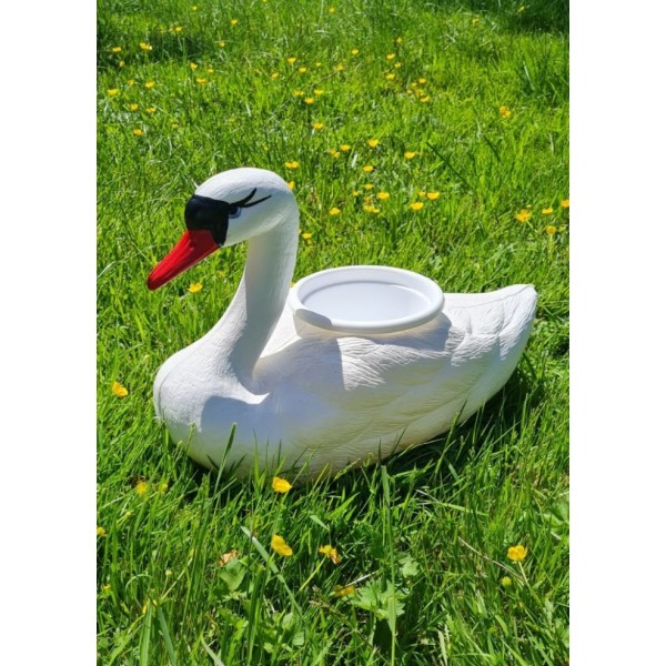 Figura ozdobna ŁABĘDŹ PŁYWAJĄCY Donica biała H: 27cm ogrodowa