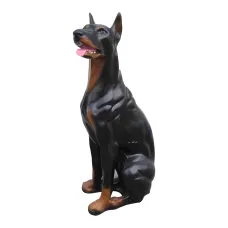 Figura dekoracyjna Pies doberman siedzący H: 89cm z żywicy
