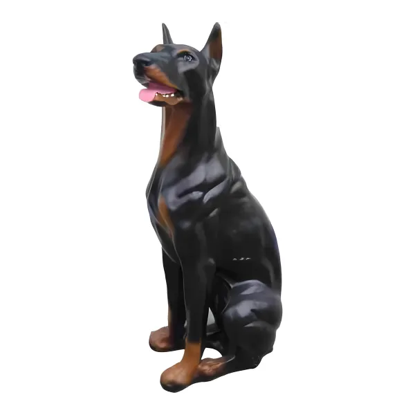 Figura dekoracyjna Pies doberman siedzący H: 89cm z żywicy