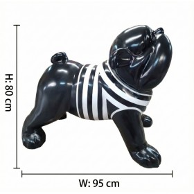 Figura Buldog Angielski Pop-Art Op-Art Modern Black & White czarno-biała wysoki połysk żywica H: 80cm - zdjęcie 4