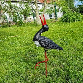 Figura ozdobna BOCIAN KLEKOT H: 57cm czarny ogrodowa - zdjęcie 2