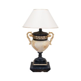 Lampa a'la marmur w kształcie czarnej amfory ze złotymi wstawkami, H: 0,8m - zdjęcie 2
