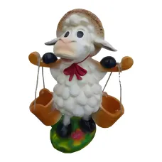 Figura dekoracyjna Owca z wiadrami wym. 53×40cm z żywicy