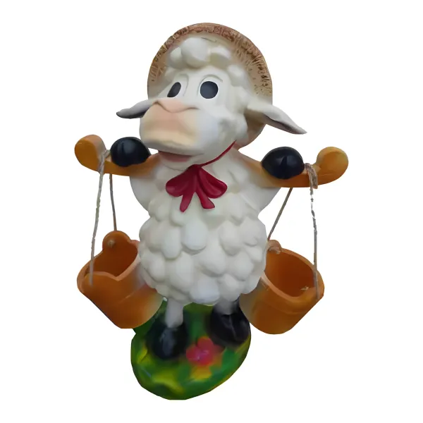 Figura dekoracyjna Owca z wiadrami wym. 53×40cm z żywicy