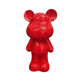 Figura Miś Pop-Art Red Gloss jednokolorowa czerwona wysoki połysk żywica - zdjęcie 1