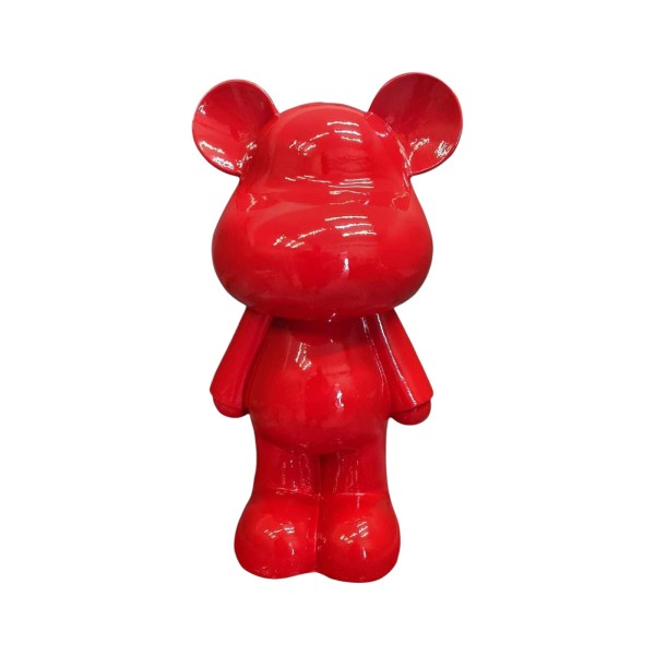Figura Miś Pop-Art Red Gloss jednokolorowa czerwona wysoki połysk żywica