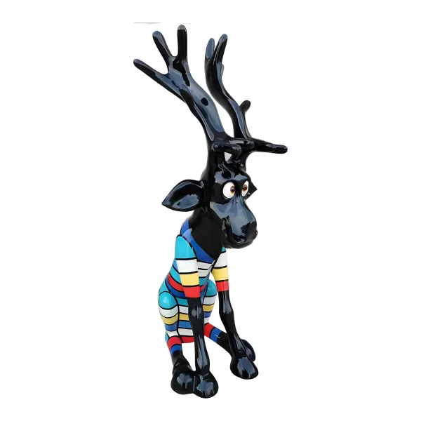 Figura dekoracyjna Renifer kolorowy wym. 98×34×45cm z żywicy