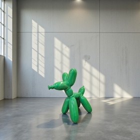 Figura Pies Balloon Dog XL Pop-Art zielony lakier wysoki połysk żywica H:110cm - zdjęcie 4