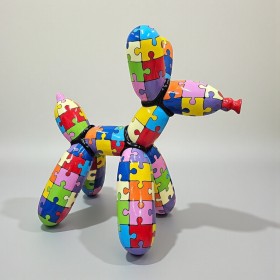 Figura Balloon Dog XL Pop-Art Puzzle Jigsaw Hard-edge wysoki połysk żywica H: 110cm - zdjęcie 3