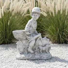 Figura ogrodowa Chłopak na rowerze H: 63cm betonowa - zdjęcie 1
