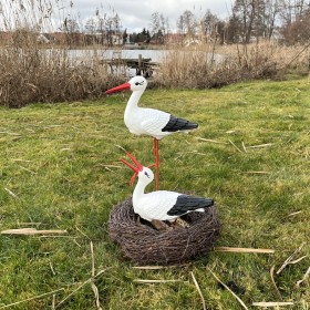 Figura ozdobna ogrodowa BOCIANIE GNIAZDO 2 BOCIANY Bocian mały, klekot do ogrodu - zdjęcie 4