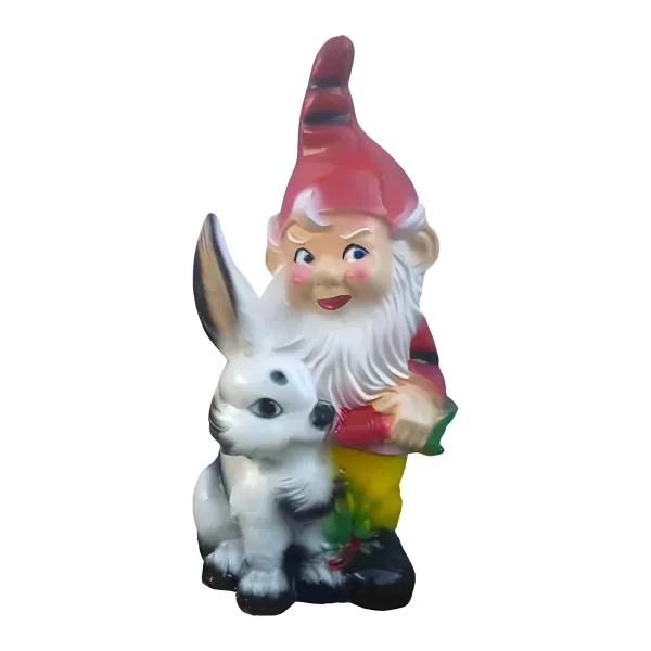 Figura dekoracyjna Krasnal z królikiem H: 40cm z żywicy