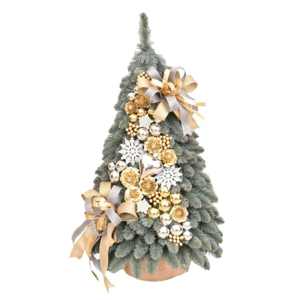 Stożek dekorowany srebrzysty 75 cm GOLDEN FROST