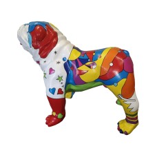 Figura Buldog Pop-Art Neo-Cubism multicolor wysoki połysk żywica H: 75cm