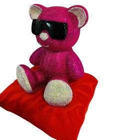 Figura dekoracyjna Miś różowy Glamoure 28.000 lśniących cyrkonii oklejany ok. 100h! - zdjęcie 13