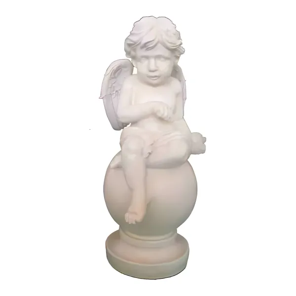 Figura dekoracyjna Anioł na kuli H: 35cm z żywicy