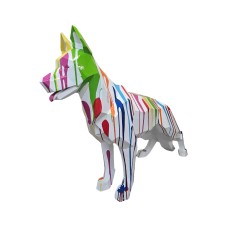 Figura Owczarek Geometryczny Pop-Art Drip Art Rainbow Splash wysoki połysk żywica H: 90cm