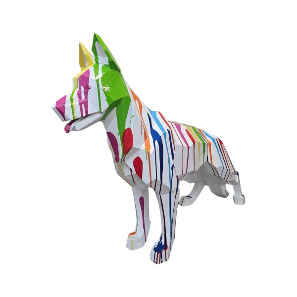 Figura Owczarek Geometryczny Pop-Art Drip Art Rainbow Splash wysoki połysk żywica H: 90cm
