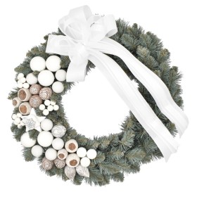 Wianek dekorowany srebrzysty 45 cm BIANCO - zdjęcie 1