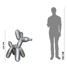 Figura Pies Balloon Dog XL Pop-Art srebrny wysoki połysk żywica H: 110cm - zdjęcie 6