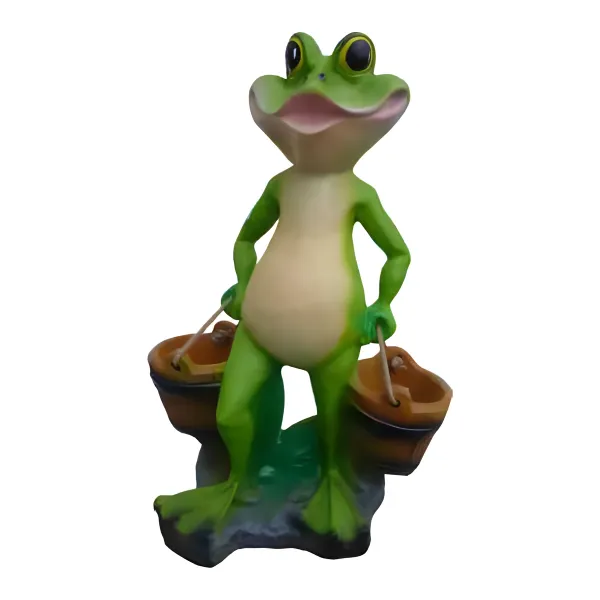 Figura dekoracyjna Żaba z wiadrami H: 43cm z żywicy