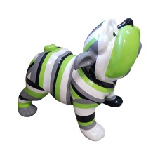 Figura Bulldog Pop-Art Modern Pop Green-Grey Tech Style zielono-szaro-biało-czarna wysoki połysk żywica H: 80cm