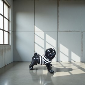 Figura Buldog Angielski Pop-Art Op-Art Modern Black & White czarno-biała wysoki połysk żywica H: 80cm - zdjęcie 2