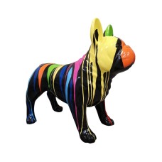 Figura Buldog Pop-Art Drip-Art Neo-Pop Rainbow Art wysoki połysk żywica H: 70cm