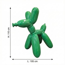 Figura Pies Balloon Dog XL Pop-Art zielony lakier wysoki połysk żywica H:110cm - zdjęcie 5