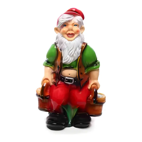 Figura dekoracyjna Krasnal z wiadrami H: 40cm z żywicy