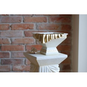 Dekoracyjna misa w stylu greckim ze złotymi detalami H: 18,5 cm waza donica - zdjęcie 6