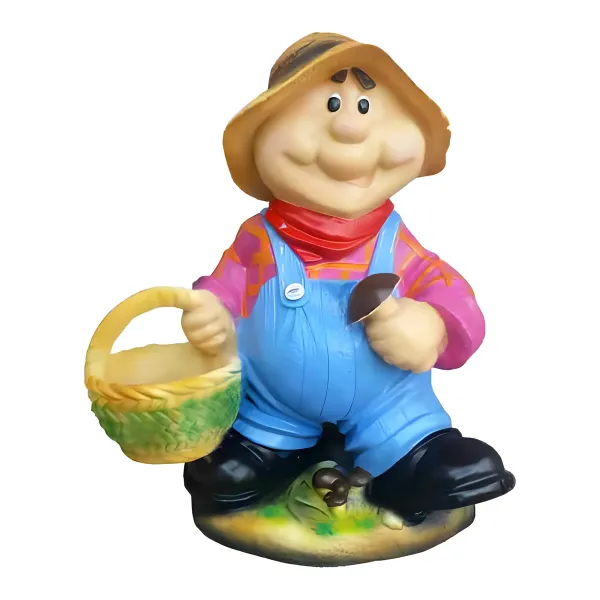 Figura dekoracyjna Krasnoludek z koszykiem H: 50cm z żywicy