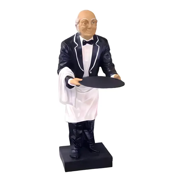 Figura dekoracyjna Kelner H: 80cm z żywicy