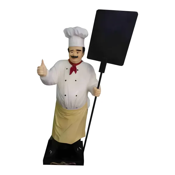Figura dekoracyjna Kucharz z tablicą H: 180cm z żywicy
