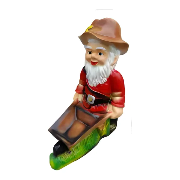 Figura dekoracyjna Krasnal z taczką H: 75cm z żywicy