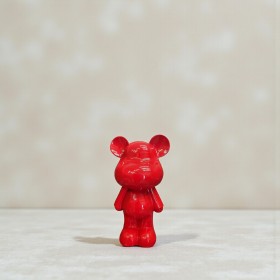 Figura Miś Pop-Art Red Gloss jednokolorowa czerwona wysoki połysk żywica - zdjęcie 3
