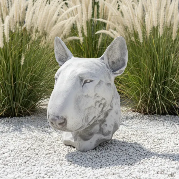 Figura ogrodowa Głowa Psa Bulterier H: 29cm betonowa