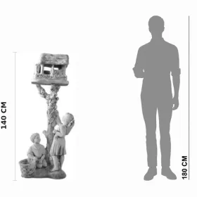 Figura ogrodowa Dzieci z karmnikiem H: 140cm betonowa - zdjęcie 2