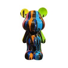 Figura Miś Pop-Art Neon Splash Black Style wielokolorowa wysoki połysk żywica