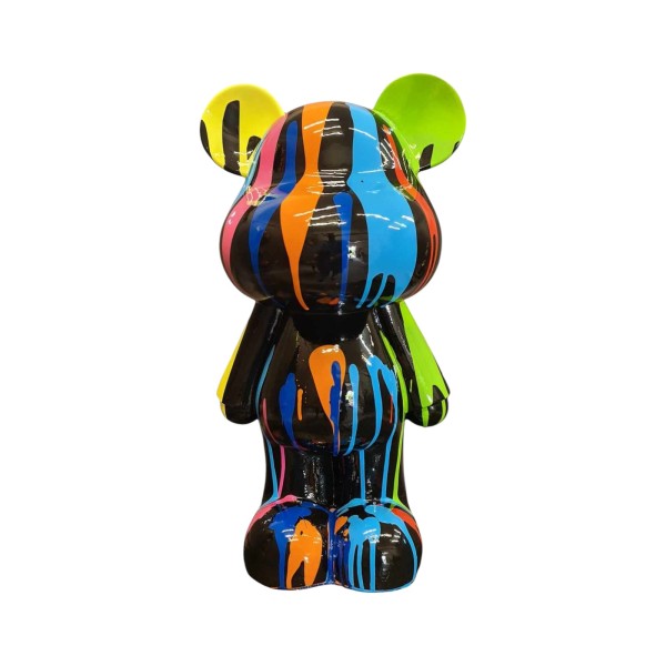 Figura Miś Pop-Art Neon Splash Black Style wielokolorowa wysoki połysk żywica