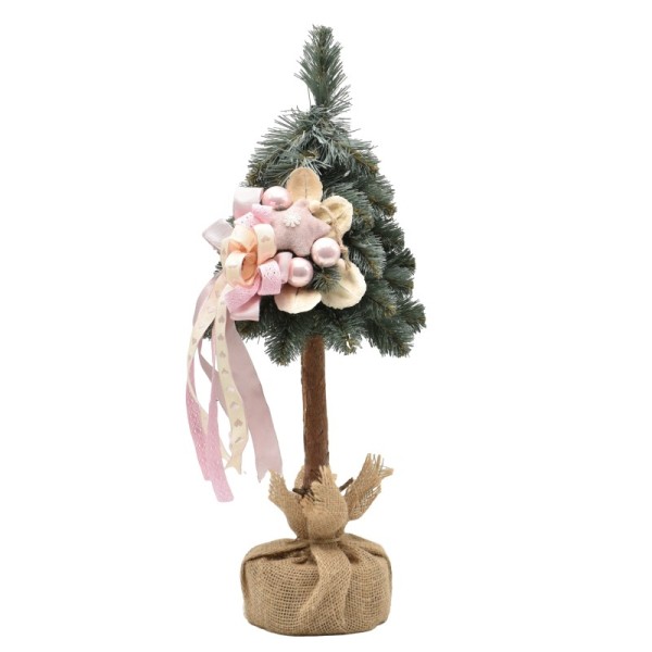 Choinka na kołeczku dekorowana srebrzysta 50 cm DOLCE