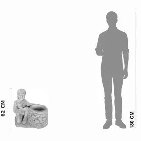 Figura ogrodowa Chłopak przy studni H: 62cm betonowa - zdjęcie 2