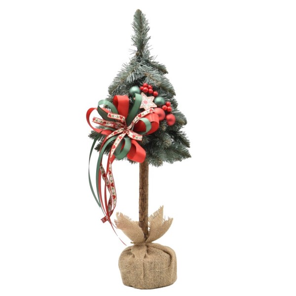 Choinka na kołeczku dekorowana srebrzysta 50 cm NOEL