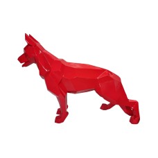 Figura Owczarek Geometryczny Pop-Art Monochrome Red wysoki połysk żywica H: 90cm
