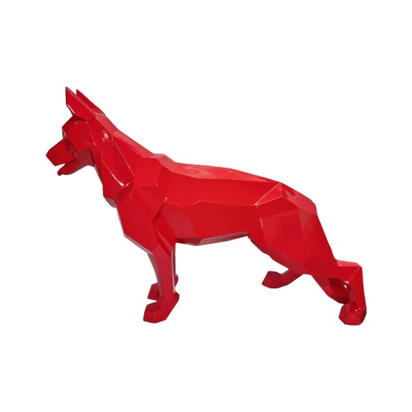 Figura Owczarek Geometryczny Pop-Art Monochrome Red wysoki połysk żywica H: 90cm