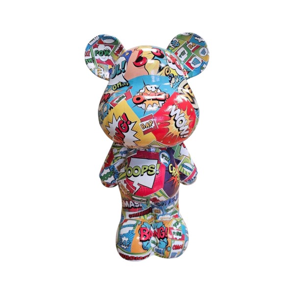 Figura Miś Pop-Art Comic Explosion Multicolor wysoki połysk żywica