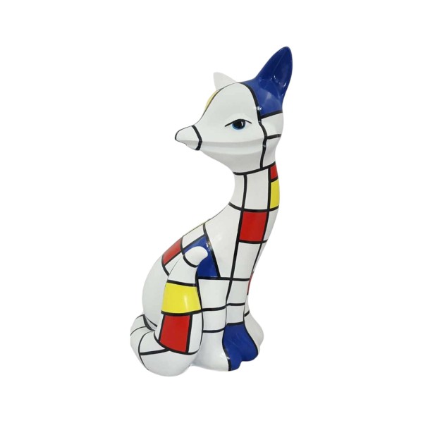 Figura Lis Pop-Art De Stijl Mondrian Grid Multicolor wysoki połysk żywica H: 60cm