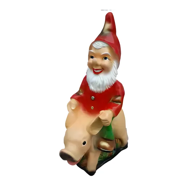 Figura dekoracyjna Krasnal na świni H: 75cm z żywicy