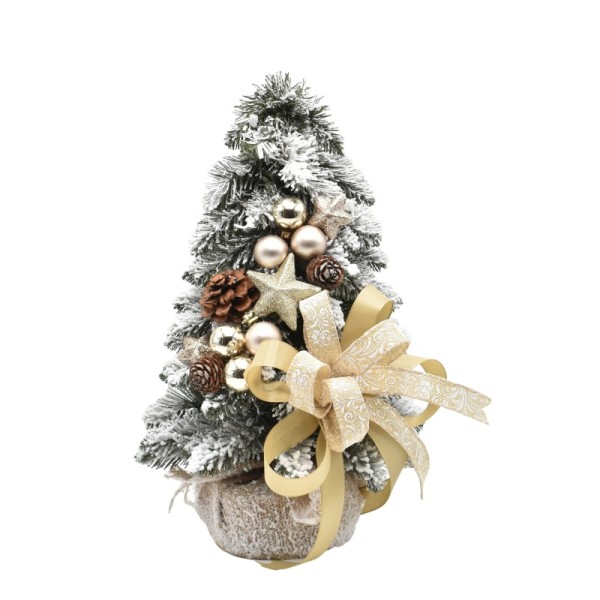 Choinka stożkowa dekorowana ośnieżona 40 cm PROSECCO