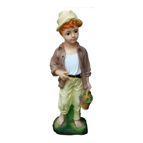 Figura dekoracyjna Chłopiec z kwiatami H: 76cm z żywicy - zdjęcie 2